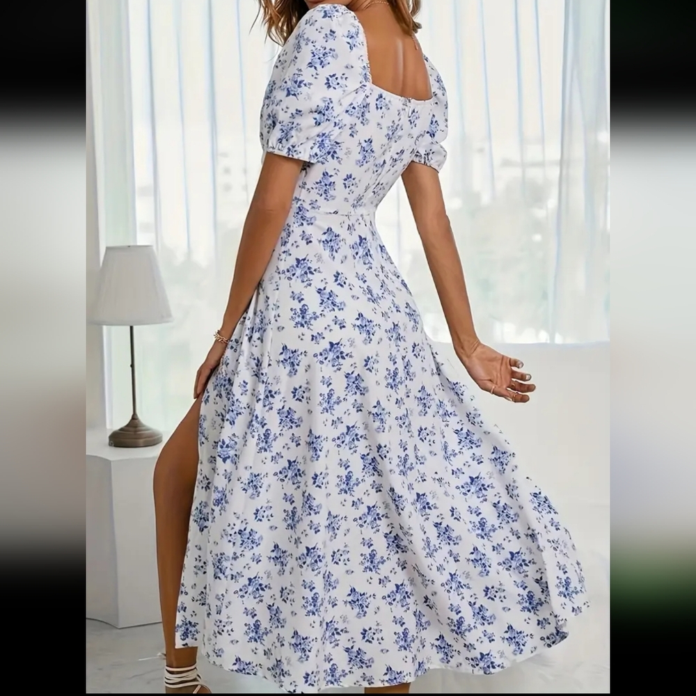 🌸 White & Blue Floral Off-Shoulder Maxi Dress 🌸Size Small | Never Worn - Picture 5 of 16